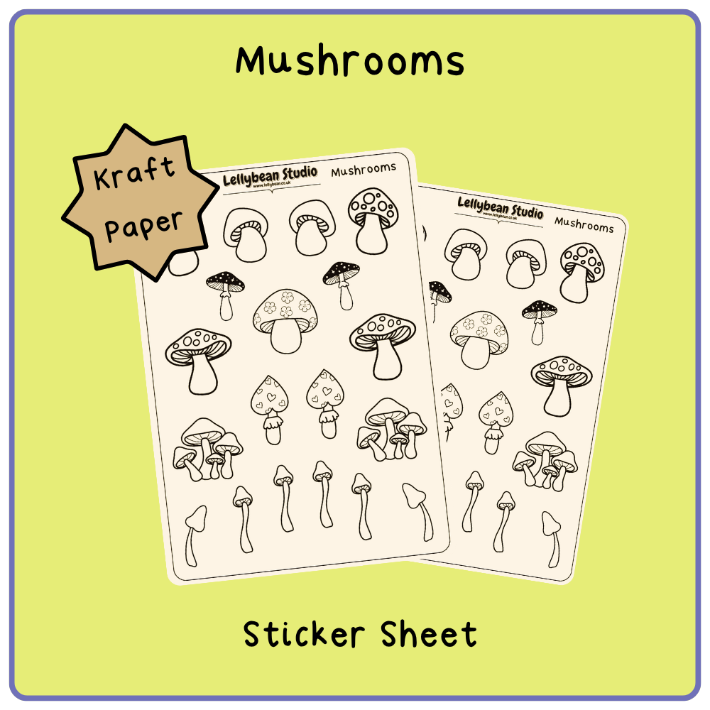 Mushrooms - Kraft Sticker Sheet