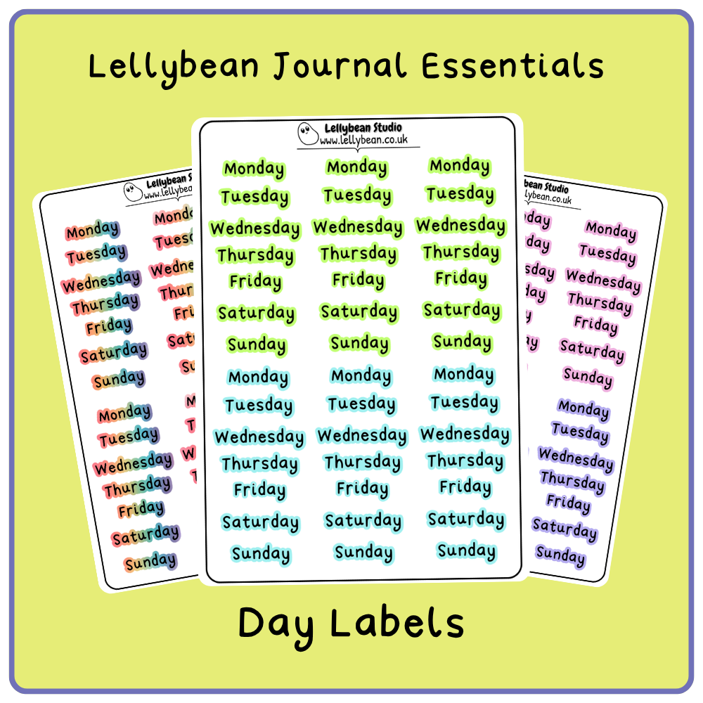 Lellybean Journal Essentials - Day Labels