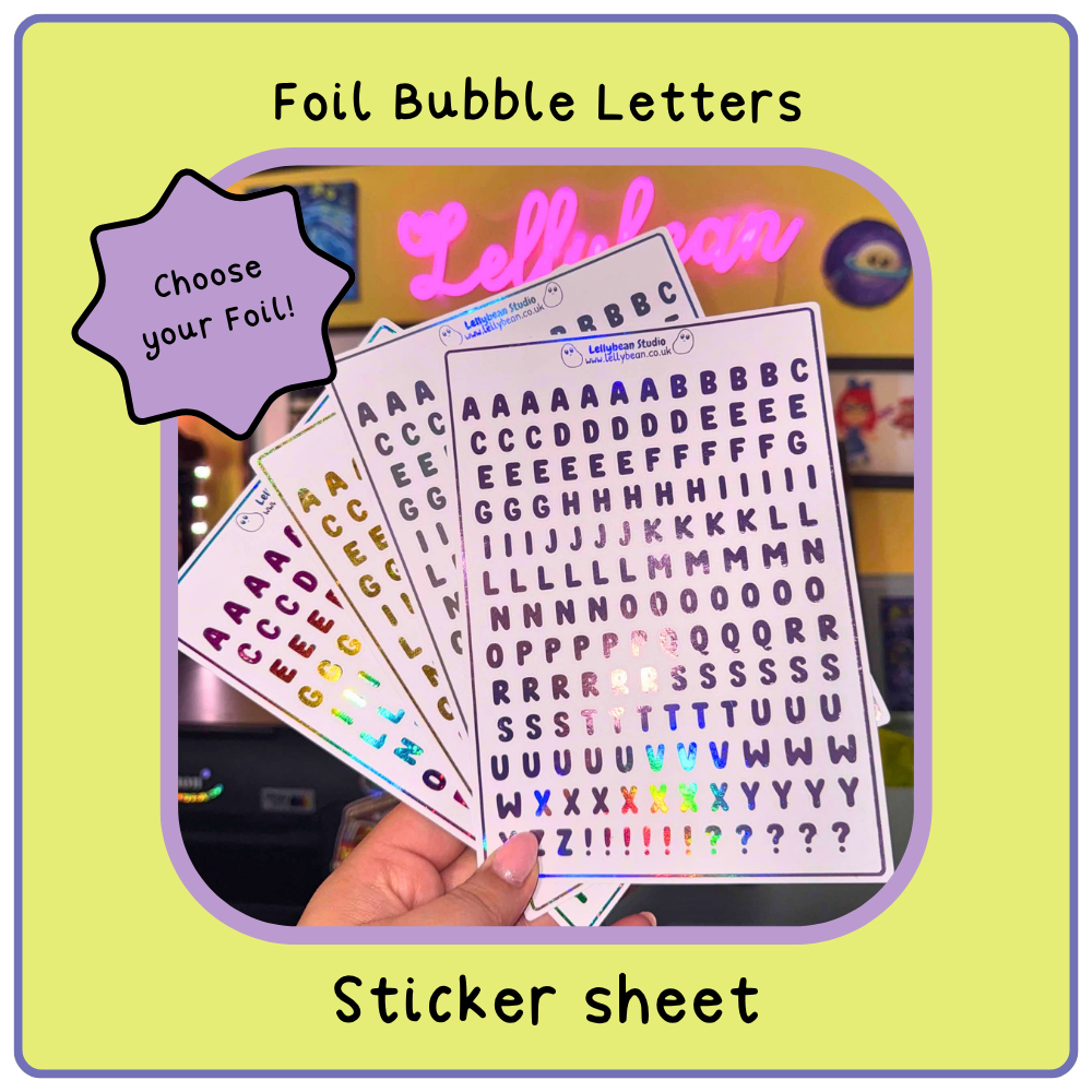 Bubble Letters - Foil Sticker Sheet