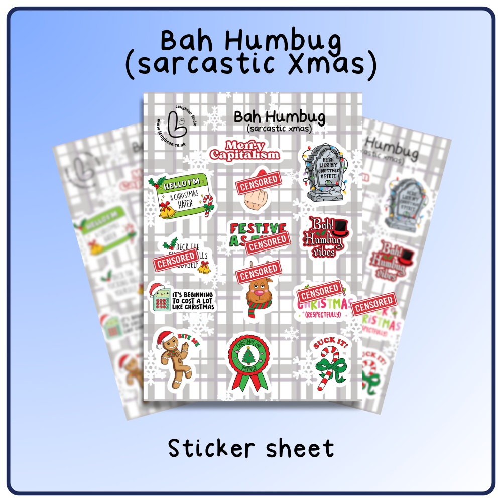 Bah Humbug (Sarcastic Xmas) - Sticker Sheet
