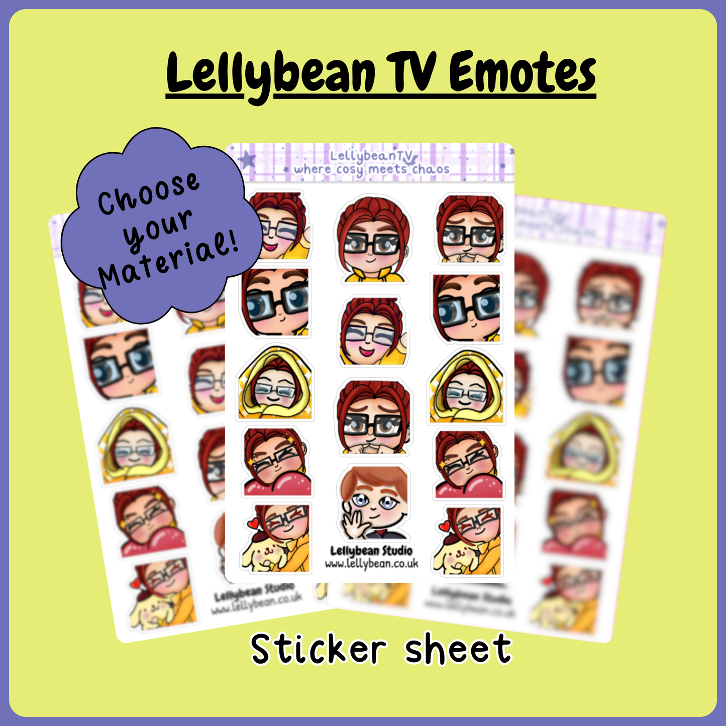 LellybeanTV Emote Sticker Sheet