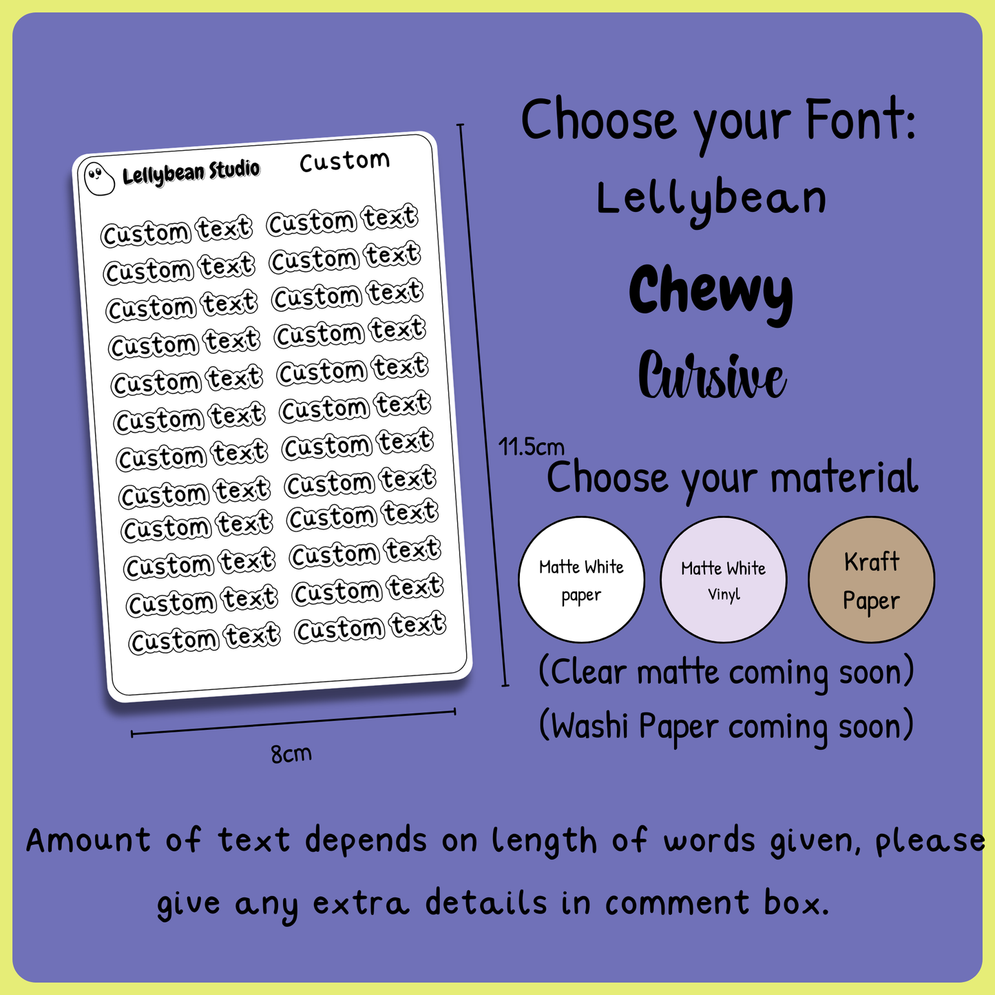 Custom Text - Sticker Sheet