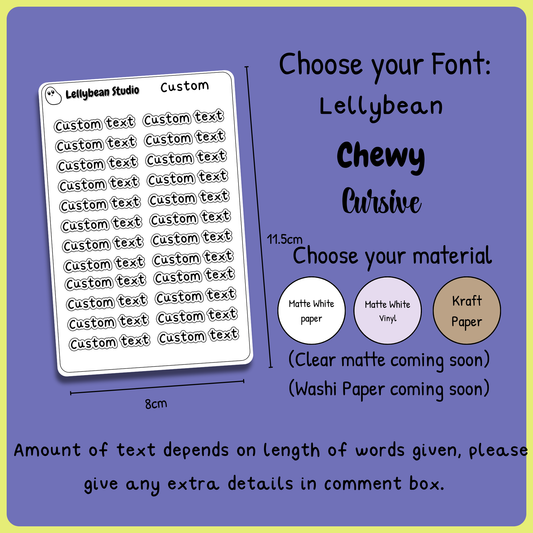 Custom Text - Sticker Sheet