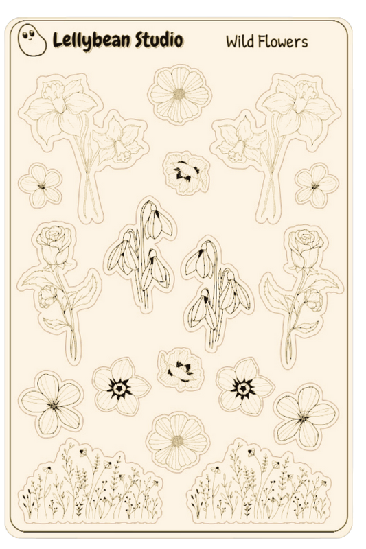 Wild Flowers - Kraft Sticker Sheet
