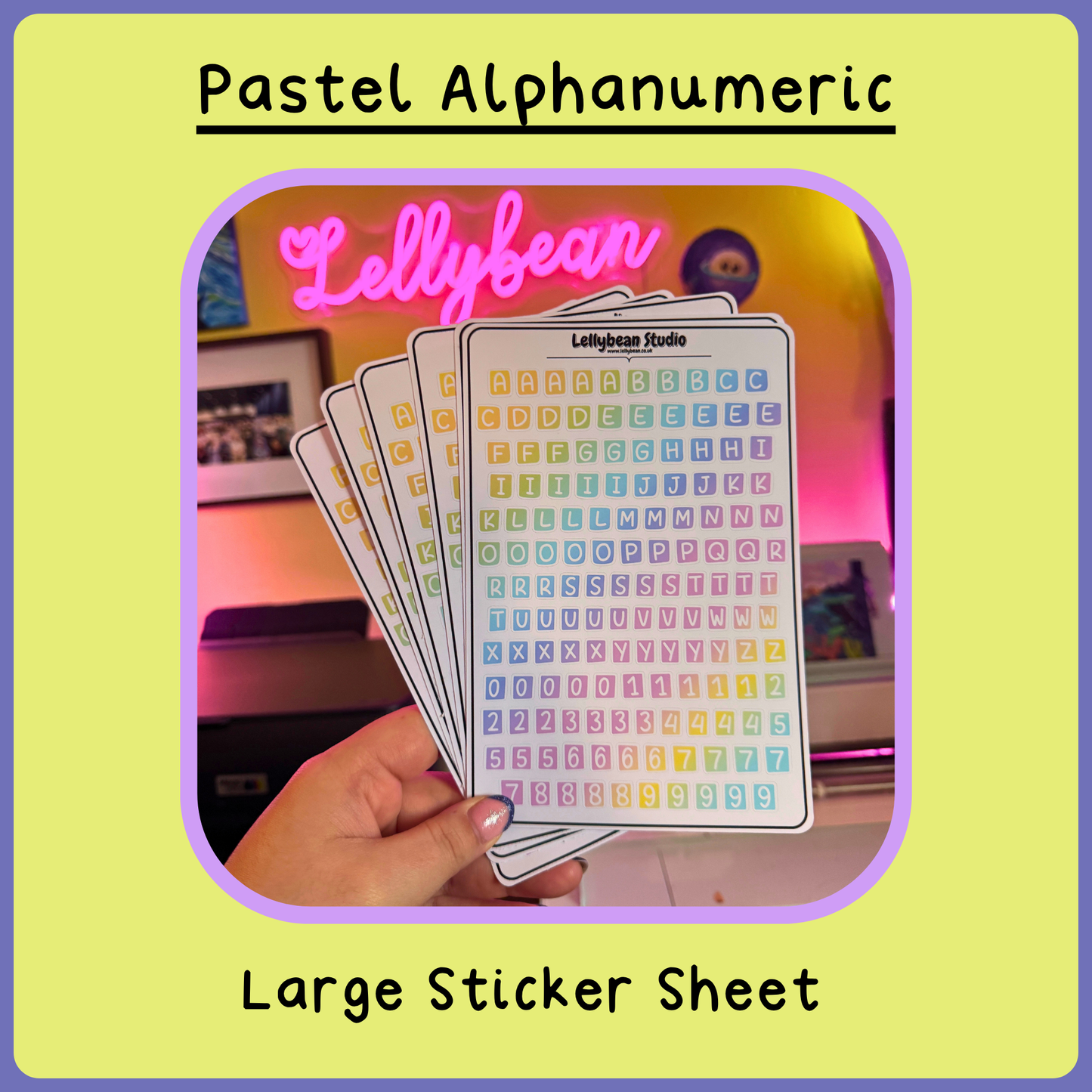 Pastel Alphanumeric - Large Sticker Sheet