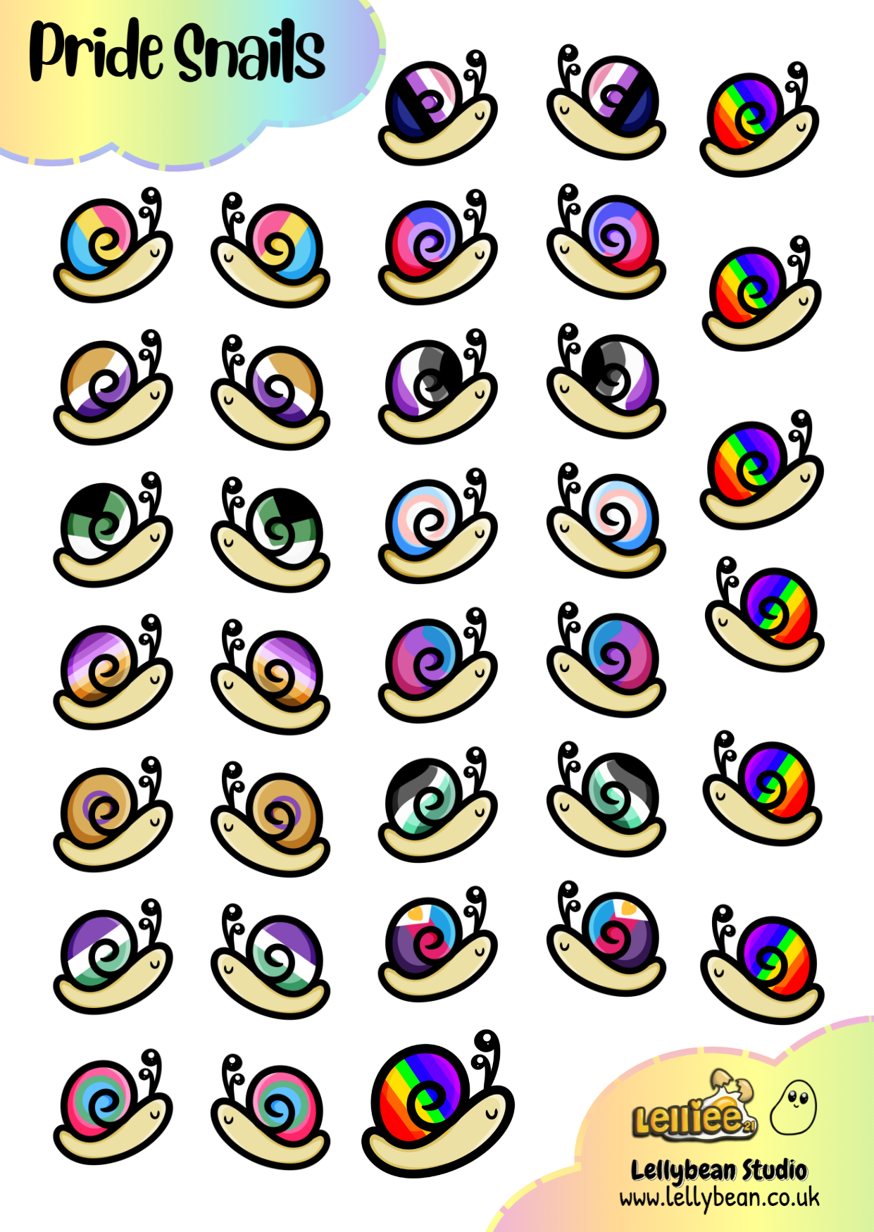 Pride Snails - Sticker Sheet