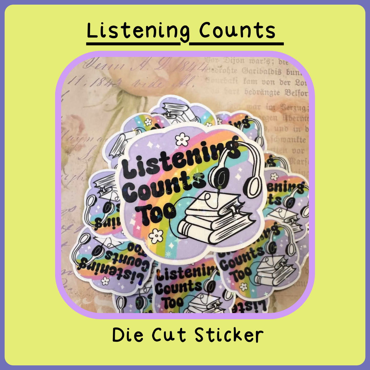 Listening Counts Too! - Die Cut Sticker