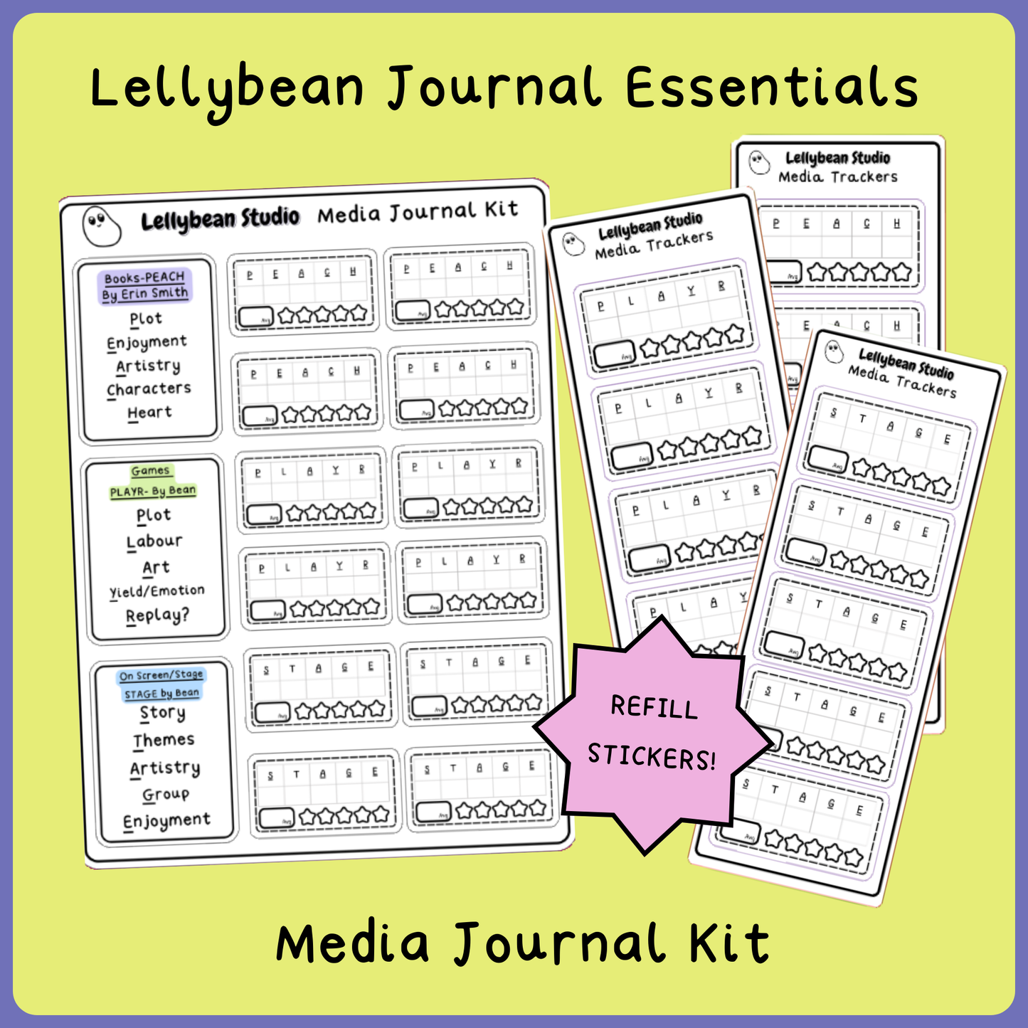 Lellybean Journal Essentials - Media Journal Trackers