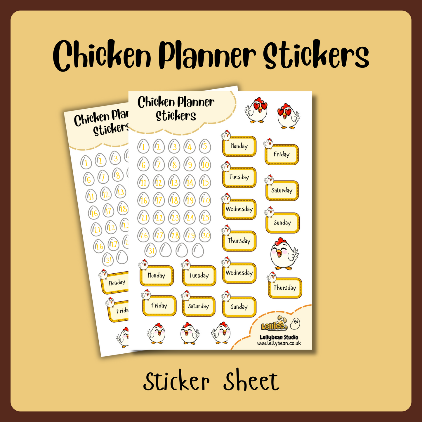Chicken Planner Stickers - Sticker Sheet