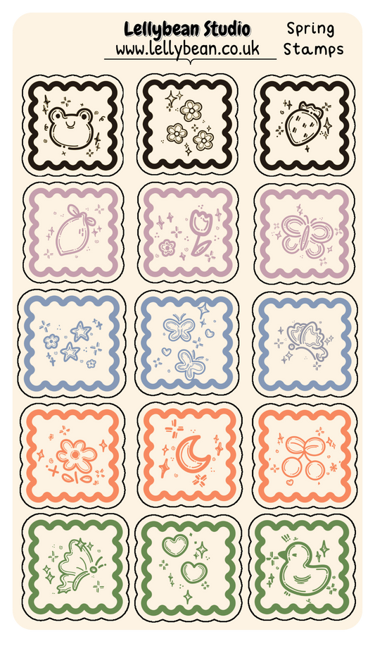 Spring Stamps - Kraft Sticker Sheet