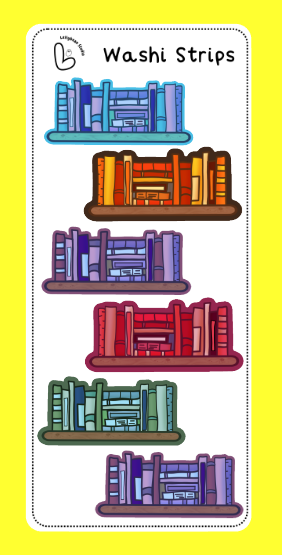 Lellybean Journal Essentials - Bookshelf Washi Strips