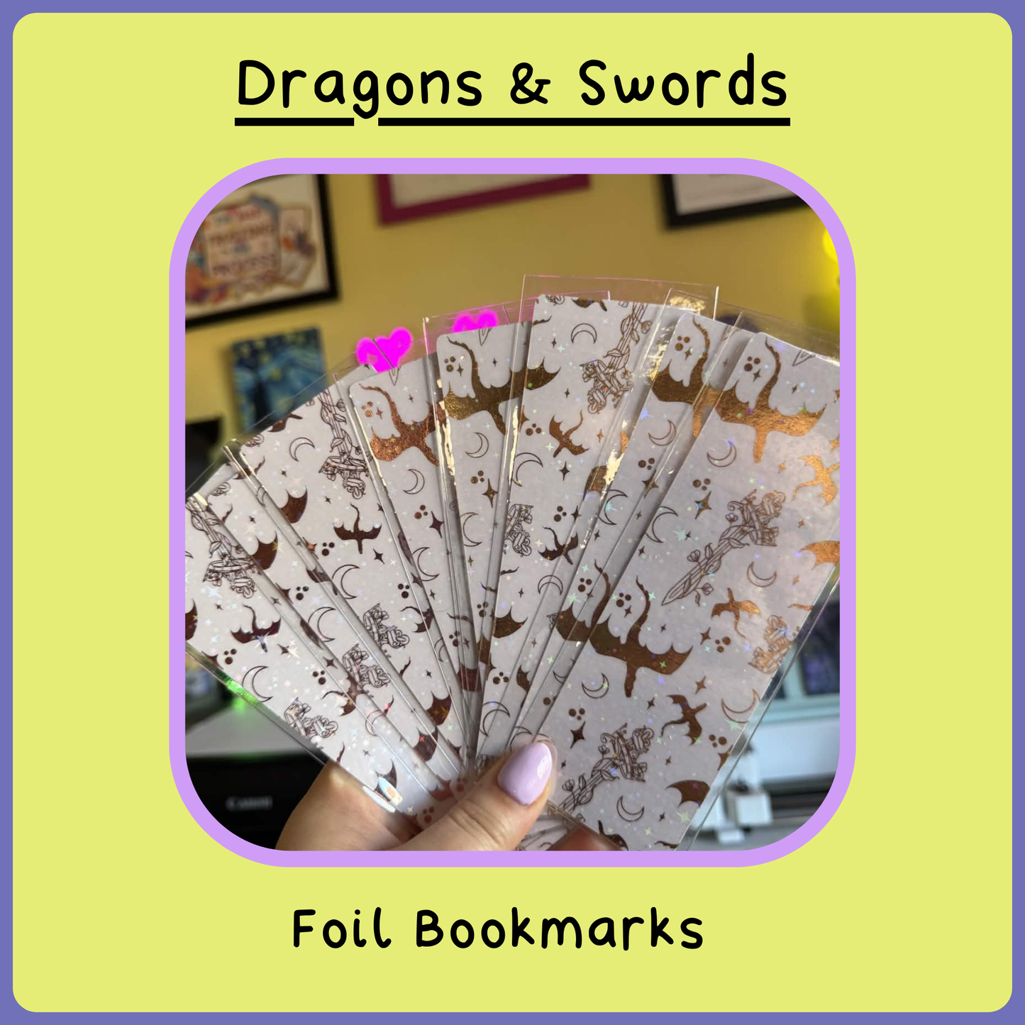 Foil Bookmarks - Dragons and swords