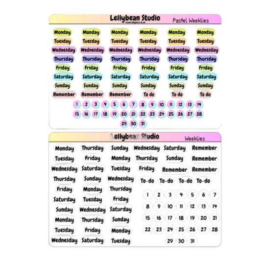 Lellybean Journal Essentials - Full Day Weeklies