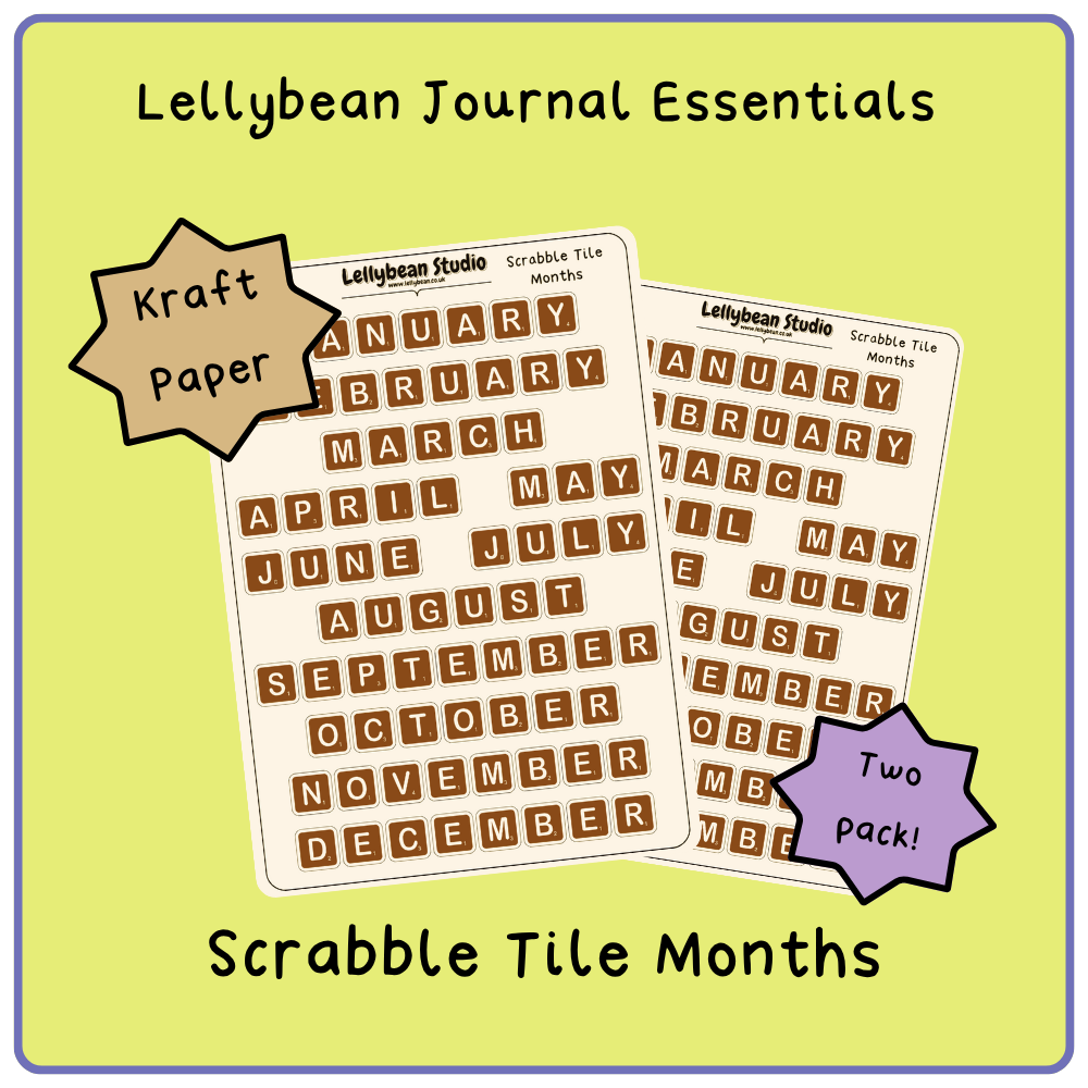 Scrabble Tiles Months  - Kraft Sticker Sheet