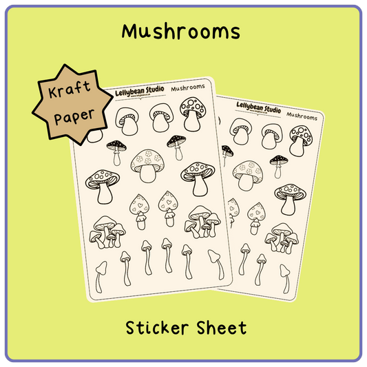 Mushrooms - Kraft Sticker Sheet