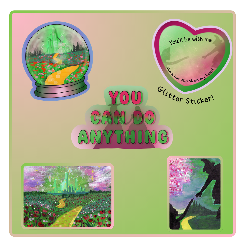 Green Cities And Pink Bubbles - Die Cut Stickers