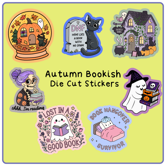 Autumnal Bookish  - Die Cut Stickers