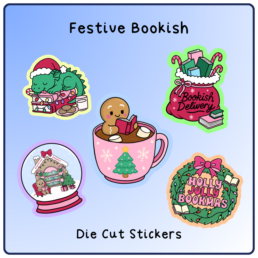 Festive Bookish  - Die Cut Stickers