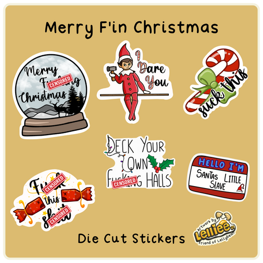 Merry F'in Christmas  - Die Cut Stickers