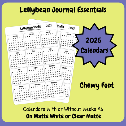 Lellybean Journal Essentials - 2025 Calendars