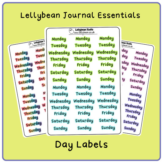 Lellybean Journal Essentials - Day Labels