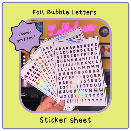 Bubble Letters - Foil Sticker Sheet