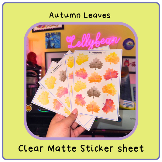 Watercolour Leaves - Large Sticker Sheet (Clear Matte)