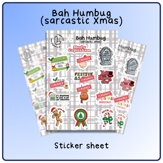 Bah Humbug (Sarcastic Xmas) - Sticker Sheet