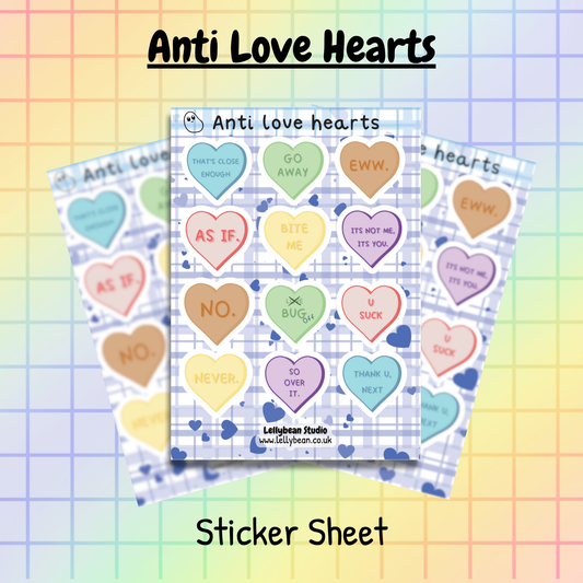 Anti Love Hearts - Sticker Sheet