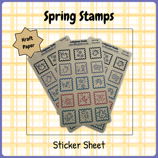Spring Stamps - Kraft Sticker Sheet