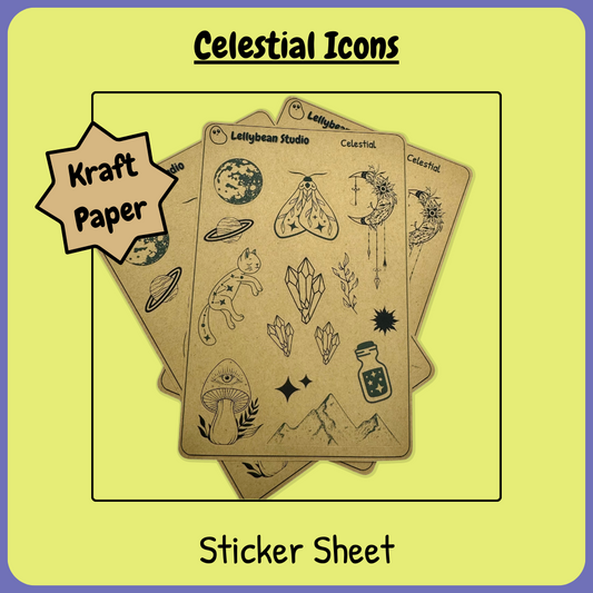 Celestial Icons - Kraft Sticker Sheet