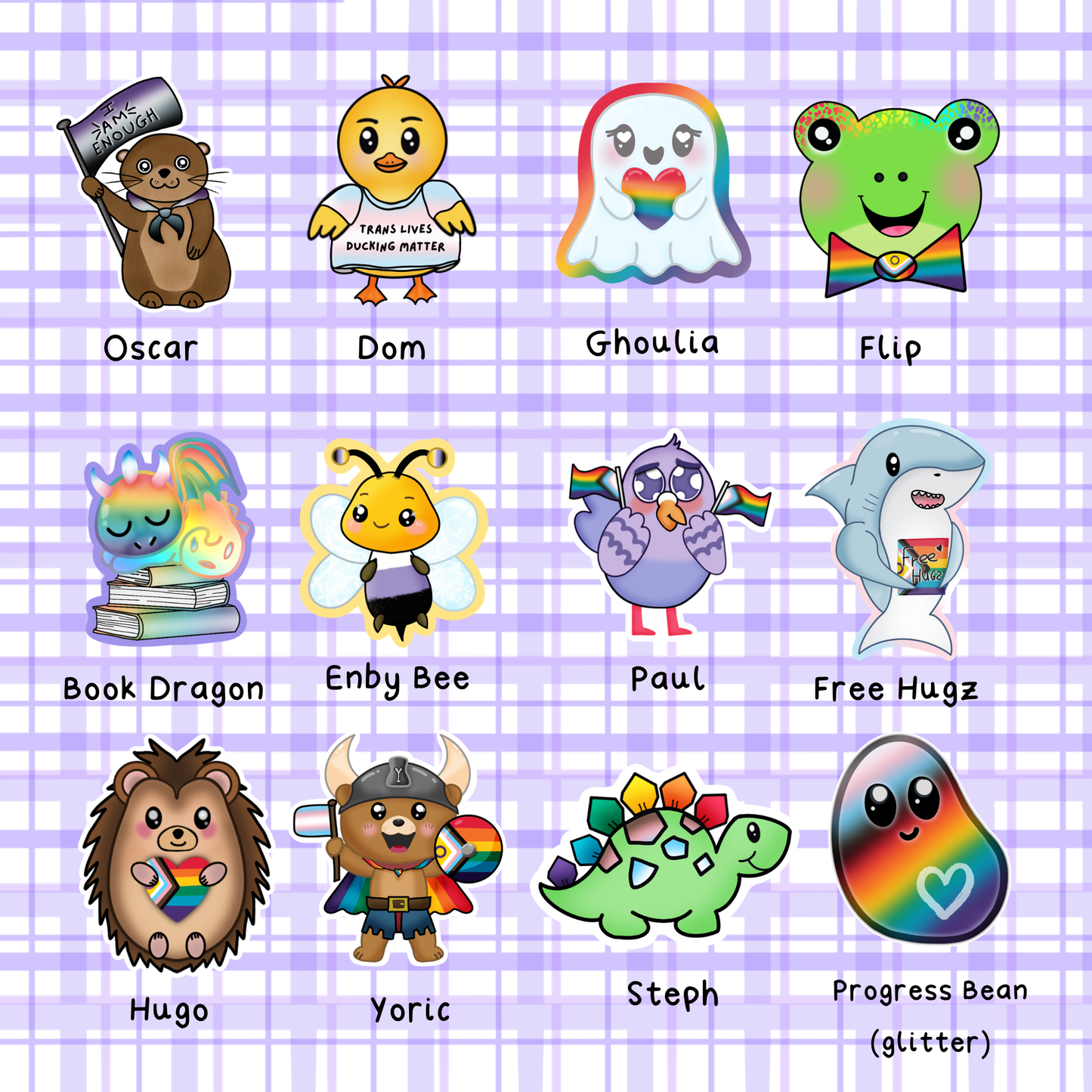 Lellybean Characters (Pride edition) - Die Cut Stickers