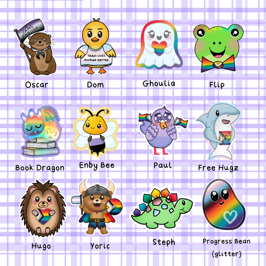 Lellybean Characters (Pride edition) - Die Cut Stickers
