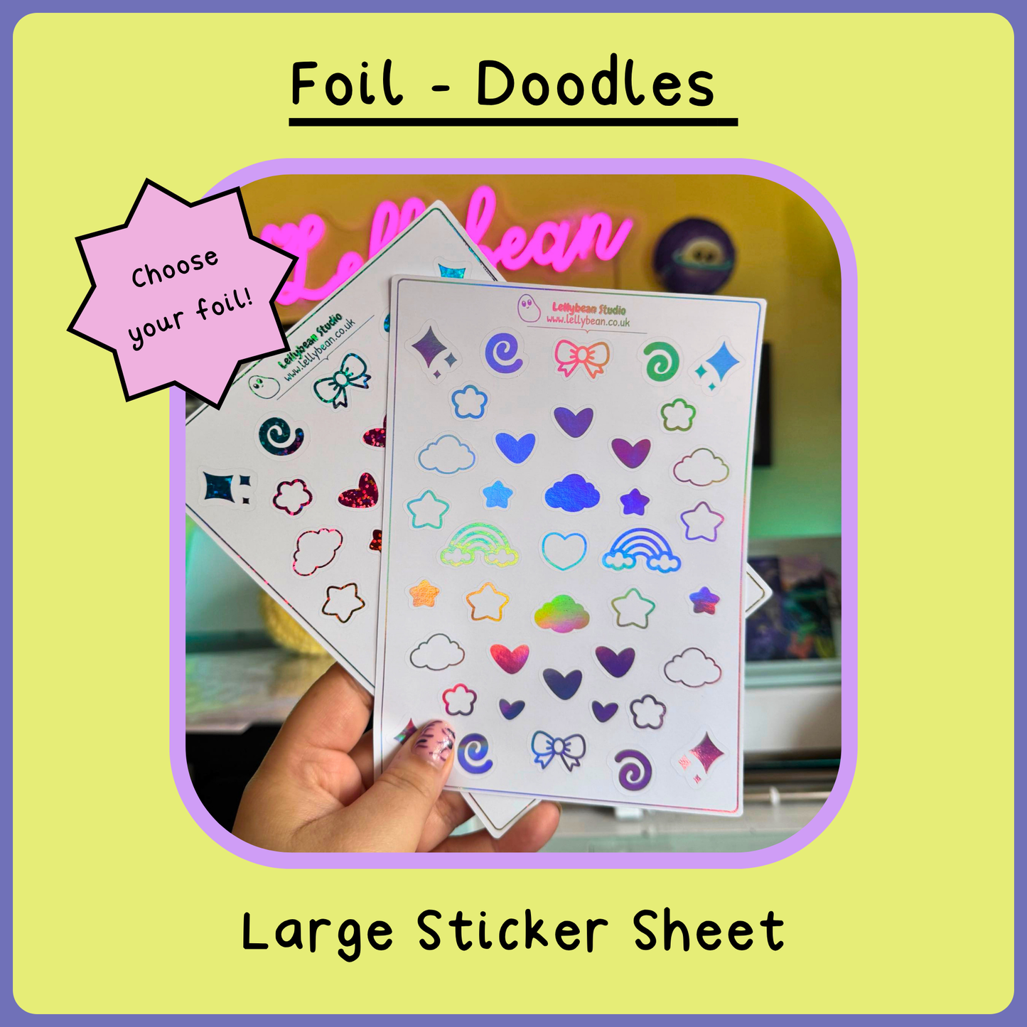Doodles - Foil Large Sticker Sheet