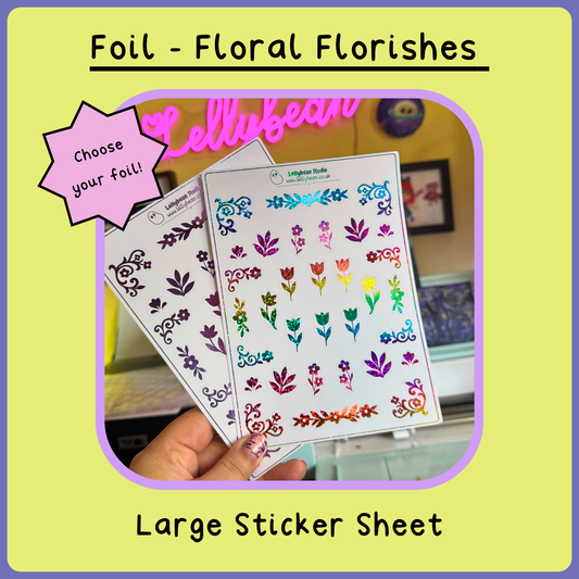 Floral Florishes - Foil Large Sticker Sheet