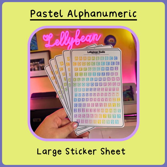 Pastel Alphanumeric - Large Sticker Sheet