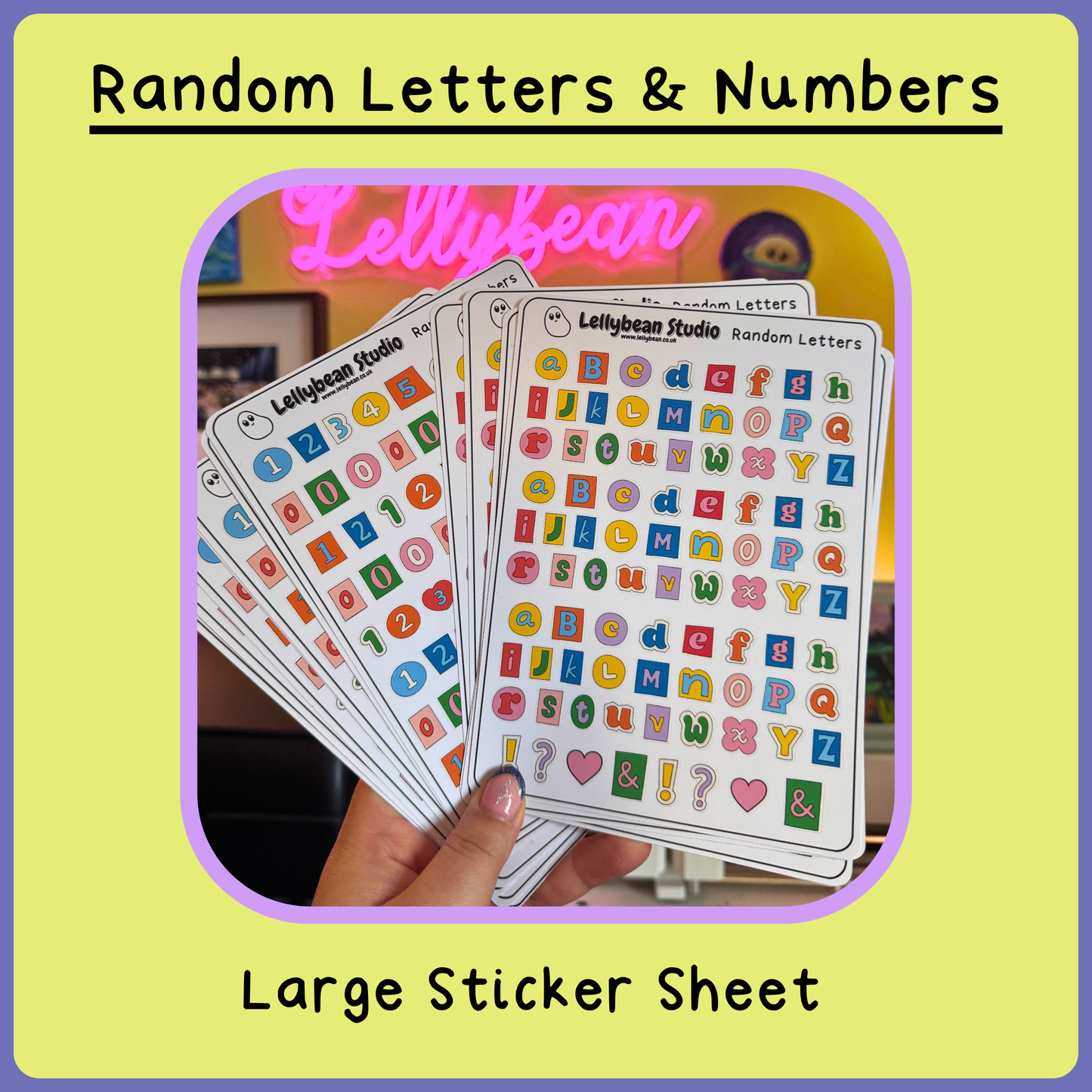 Random Letters and Numbers- Large Sticker Sheets