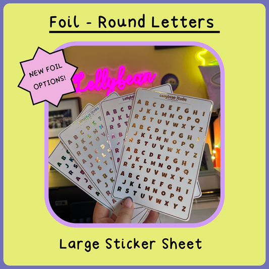 Round Letters - Foil Large Sticker Sheet