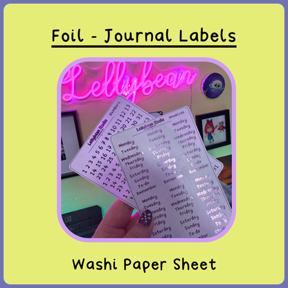 Journal Labels - Foil Washi Sheets
