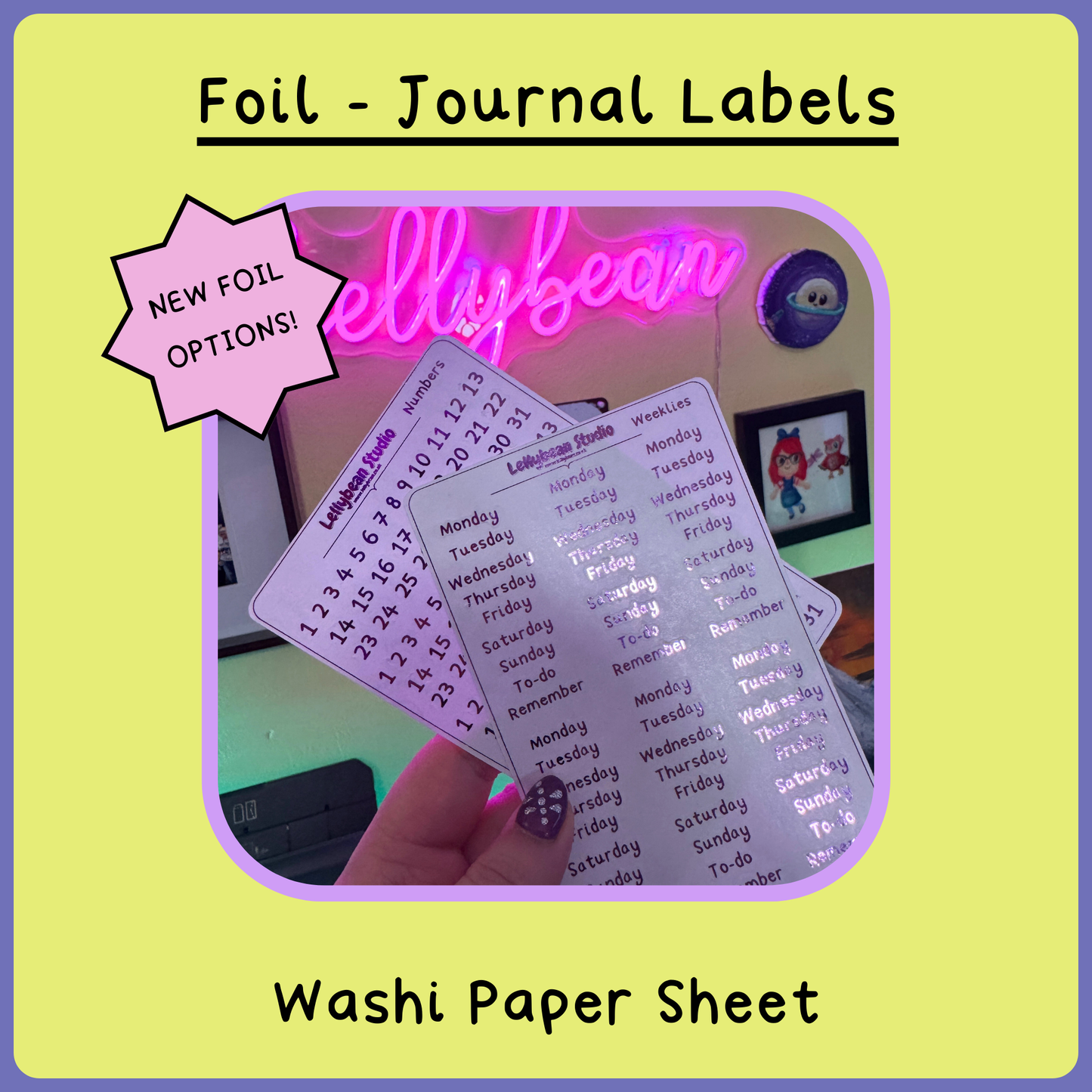 Journal Labels - Foil Washi Sheets