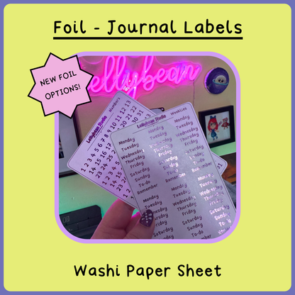 Journal Labels - Foil Washi Sheets