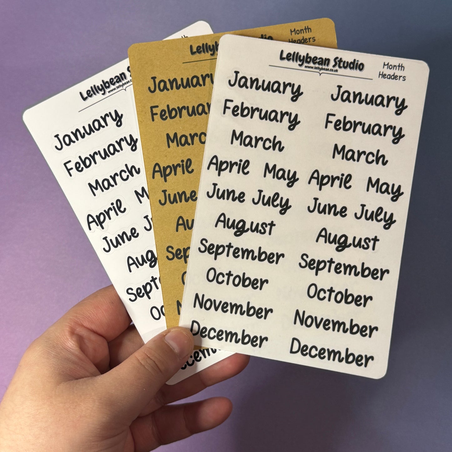 Lellybean Journal Essentials - Month Headers