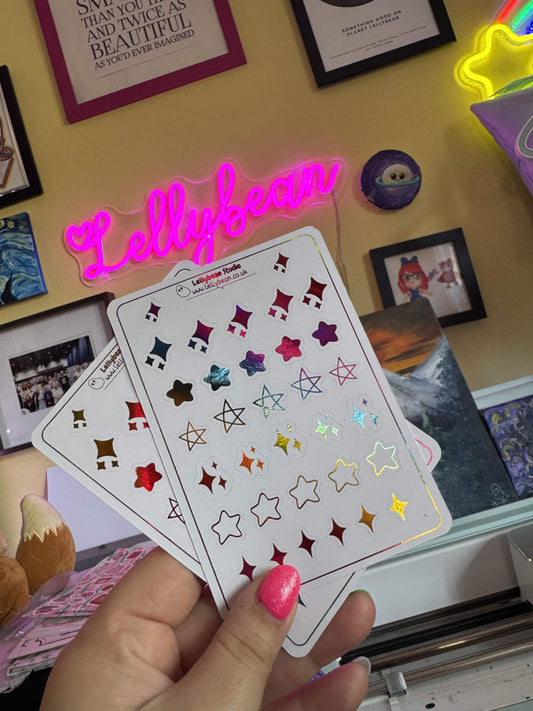 Hearts and Stars - Foil Sticker Sheet