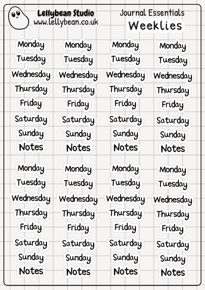 Lellybean Journal Essentials - Journal Labels