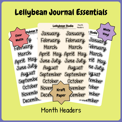 Lellybean Journal Essentials - Month Headers