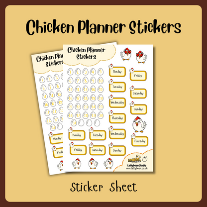 Chicken Planner Stickers - Sticker Sheet