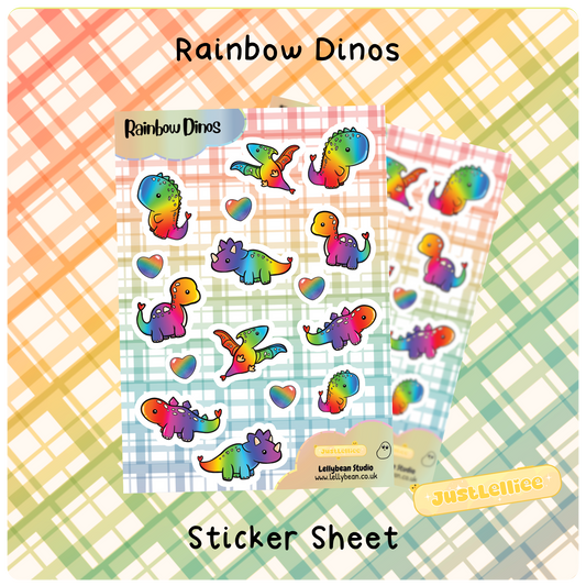 Rainbow Dinos - Sticker Sheet