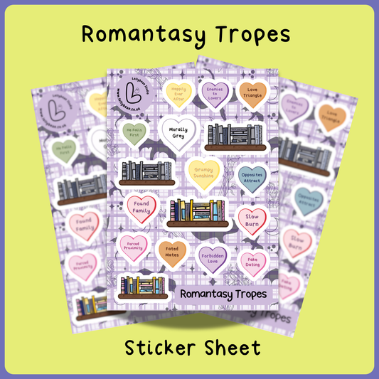 Romantasy Book Tropes - Sticker Sheet