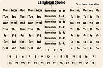 Lellybean Journal Essentials - Shortened Weeks KRAFT