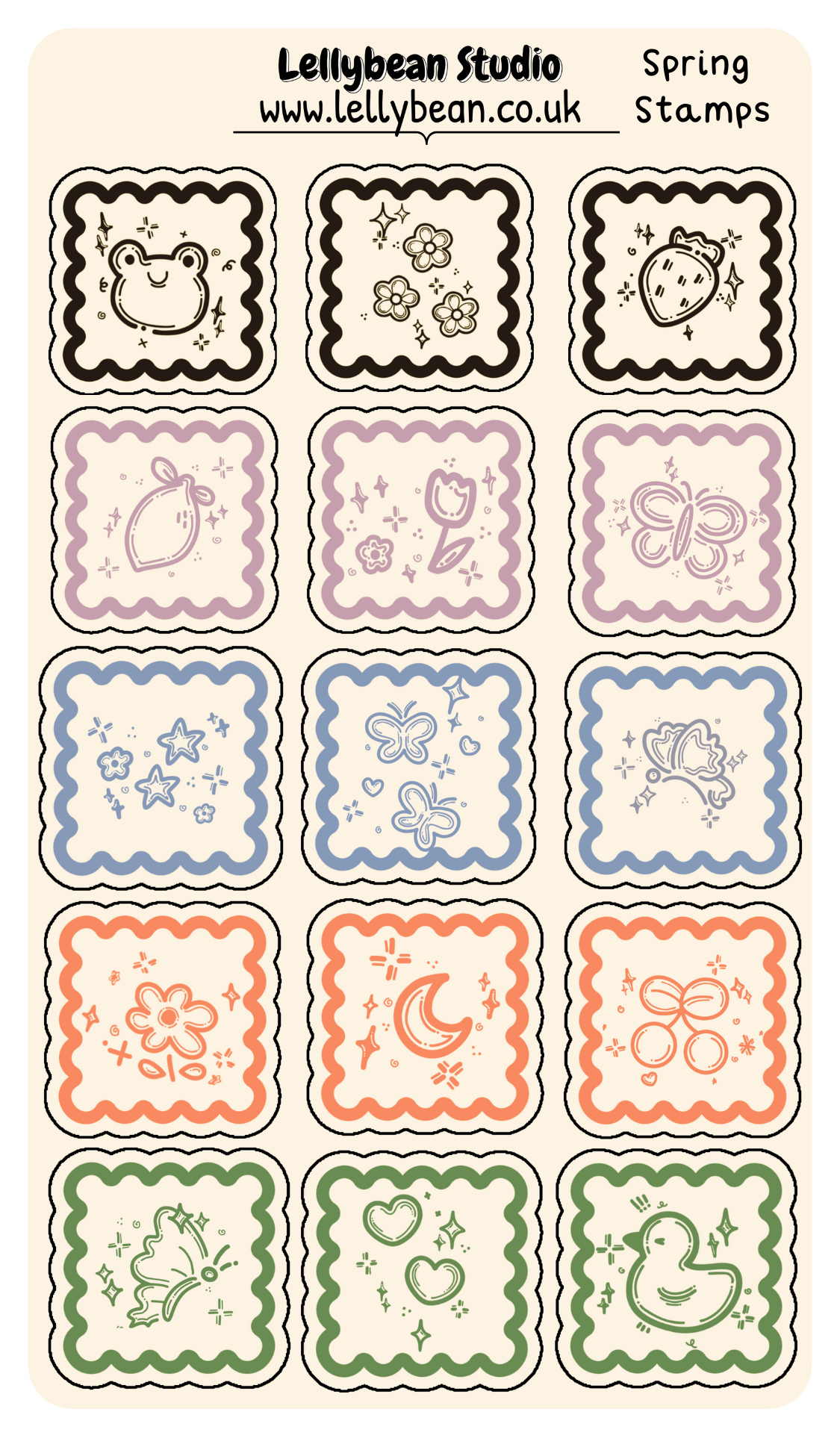 Spring Stamps - Kraft Sticker Sheet